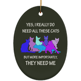 THEY NEED ME 2 blues Ceramic Ornaments in 4 Shapes