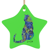 Iris Cat Ceramic Ornaments in 4 Shapes