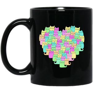 Heartful of Cats 11 and 15 oz Black Mugs
