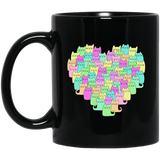 Heartful of Cats 11 and 15 oz Black Mugs
