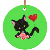 Lucky the Black Cat with Valentine Ceramic Ornaments in 4 Shapes