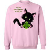 Lucky the Black Cat with Shamrock Crewneck Pullover Sweatshirt