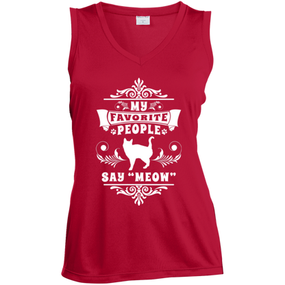 My Favorite People Say Meow Ladies Sleeveless Moisture Absorbing V-Neck