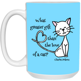Dickens Cat 11 and 15 oz White Mugs