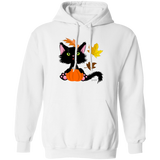 Lucky the Black Cat with Pumpkin Pullover Hoodie
