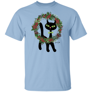 Victor in Christmas Wreath Cotton T-Shirt