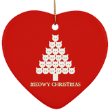 Meowy White Christmas Ceramic Ornaments in 4 Shapes