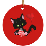 Lucky the Black Cat with Valentine Ceramic Ornaments in 4 Shapes