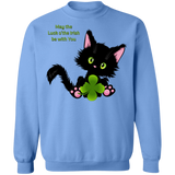 Lucky the Black Cat with Shamrock Crewneck Pullover Sweatshirt