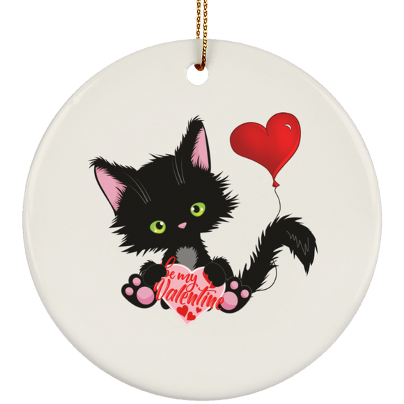 Lucky the Black Cat with Valentine Ceramic Ornaments in 4 Shapes