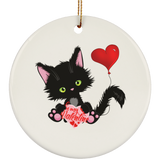 Lucky the Black Cat with Valentine Ceramic Ornaments in 4 Shapes