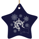 Cat and Snowflakes Ceramic Ornaments in 4 Shapes