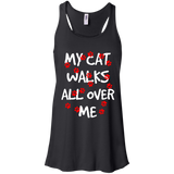 My Cat Walks All Over Me Flowy Racerback Tank