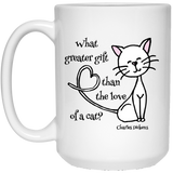 Dickens Cat 11 and 15 oz White Mugs