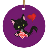 Lucky the Black Cat with Valentine Ceramic Ornaments in 4 Shapes