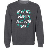 My Cat Walks All Over Me - Turquoise Pawprints Sweatshirt