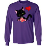 Lucky the Black Cat with Valentine LS Ultra Cotton T-Shirt