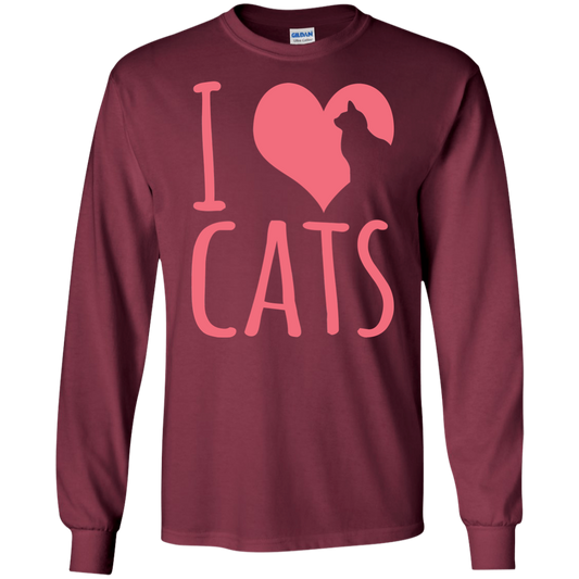 I Heart Cats LS Ultra Cotton T-Shirt
