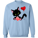 Lucky the Black Cat with Valentine Crewneck Pullover Sweatshirt