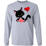 Lucky the Black Cat with Valentine LS Ultra Cotton T-Shirt