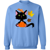 Lucky the Black Cat with Pumpkin Crewneck Pullover Sweatshirt