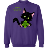 Lucky the Black Cat with Shamrock Crewneck Pullover Sweatshirt