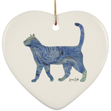 Starry Night Tabby Ceramic Ornaments in 4 Shapes
