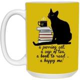 Cat-Tea-Book-Happy White Mugs
