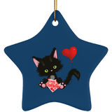 Lucky the Black Cat with Valentine Ceramic Ornaments in 4 Shapes