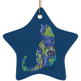 Iris Cat Ceramic Ornaments in 4 Shapes