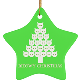 Meowy White Christmas Ceramic Ornaments in 4 Shapes