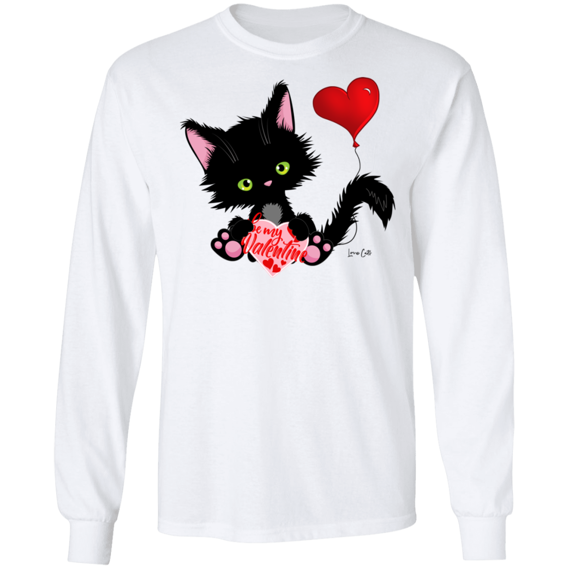 Lucky the Black Cat with Valentine LS Ultra Cotton T-Shirt