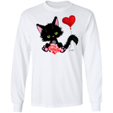 Lucky the Black Cat with Valentine LS Ultra Cotton T-Shirt