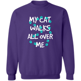 My Cat Walks All Over Me - Turquoise Pawprints Sweatshirt