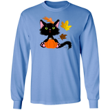 Lucky the Black Cat with Pumpkin LS Ultra Cotton T-Shirt
