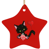 Lucky the Black Cat with Valentine Ceramic Ornaments in 4 Shapes
