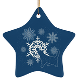 Cat and Snowflakes Ceramic Ornaments in 4 Shapes