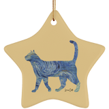 Starry Night Tabby Ceramic Ornaments in 4 Shapes