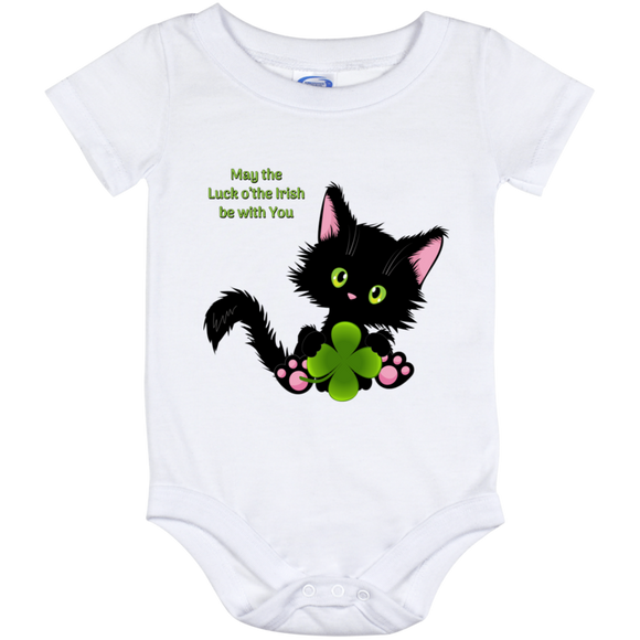 Lucky the Black Cat with Shamrock Baby Bodysuits