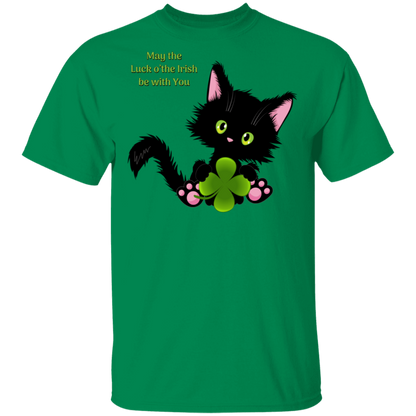 Lucky the Black Cat with Shamrock T-Shirt