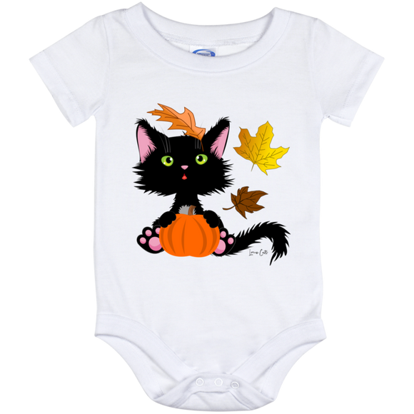 Lucky the Black Cat with Pumpkin Baby Onesies