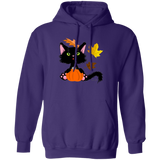 Lucky the Black Cat with Pumpkin Pullover Hoodie