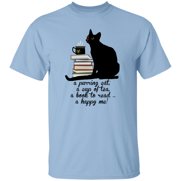 Cat-Tea-Book-Happy T-Shirt
