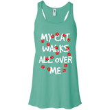 My Cat Walks All Over Me Flowy Racerback Tank