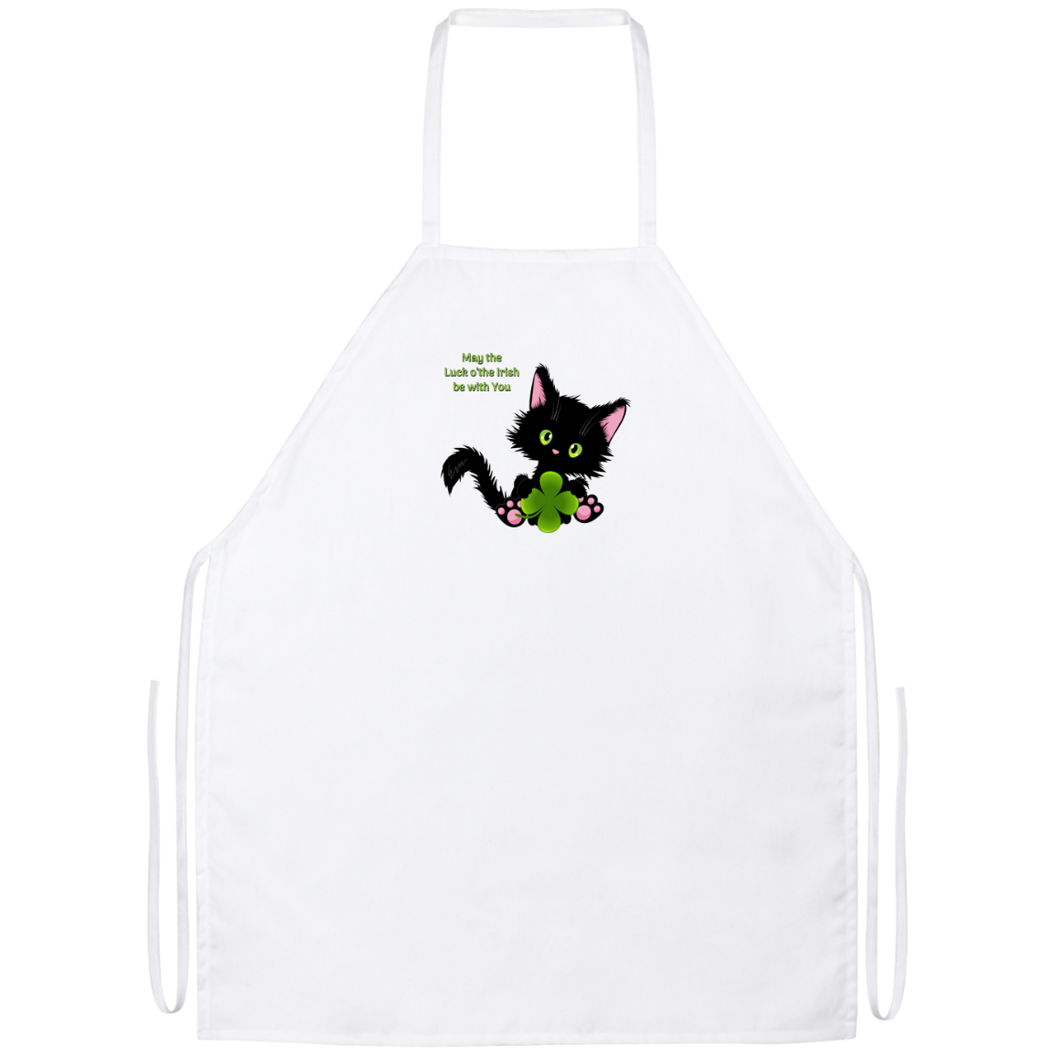 Lucky the Black Cat with Shamrock Apron