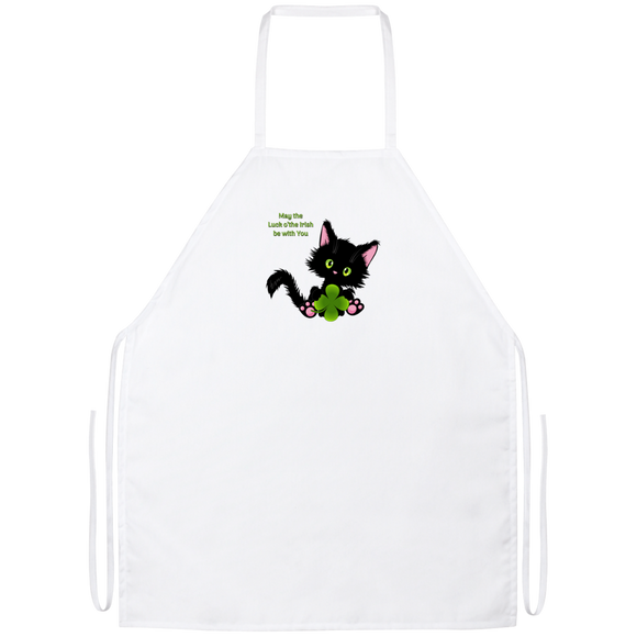 Lucky the Black Cat with Shamrock Apron