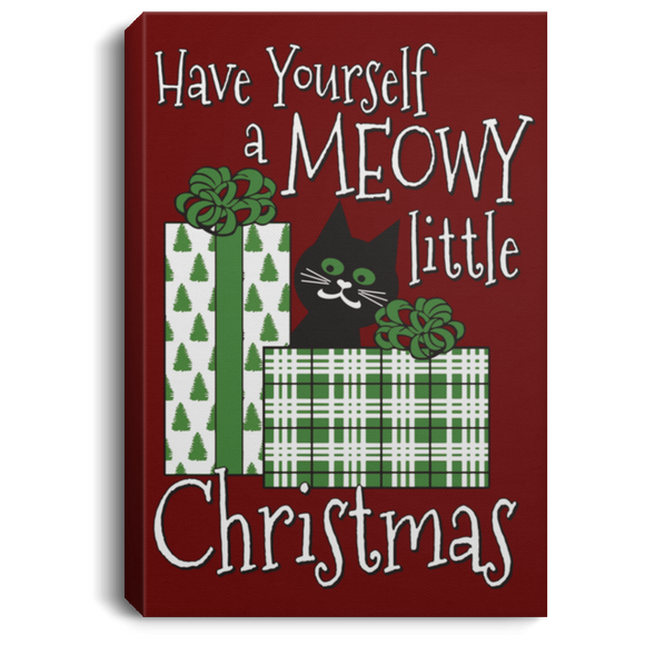 Meowy Little Christmas Portrait Canvas Wall Art