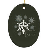 Cat and Snowflakes Ceramic Ornaments in 4 Shapes