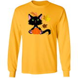 Lucky the Black Cat with Pumpkin LS Ultra Cotton T-Shirt