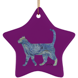 Starry Night Tabby Ceramic Ornaments in 4 Shapes